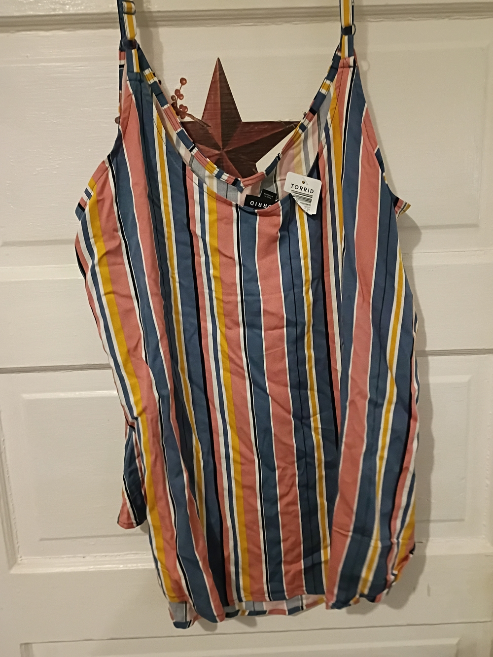 Torrid Striped Tank Top in Blush, Navy & Mustard Sz 1 16/18 Nwt